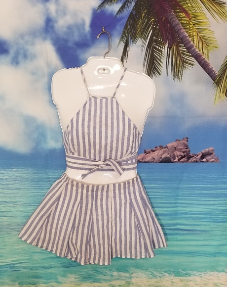 Coastal Living Light Blue & White Striped 2 piece - Picture 2 of 3